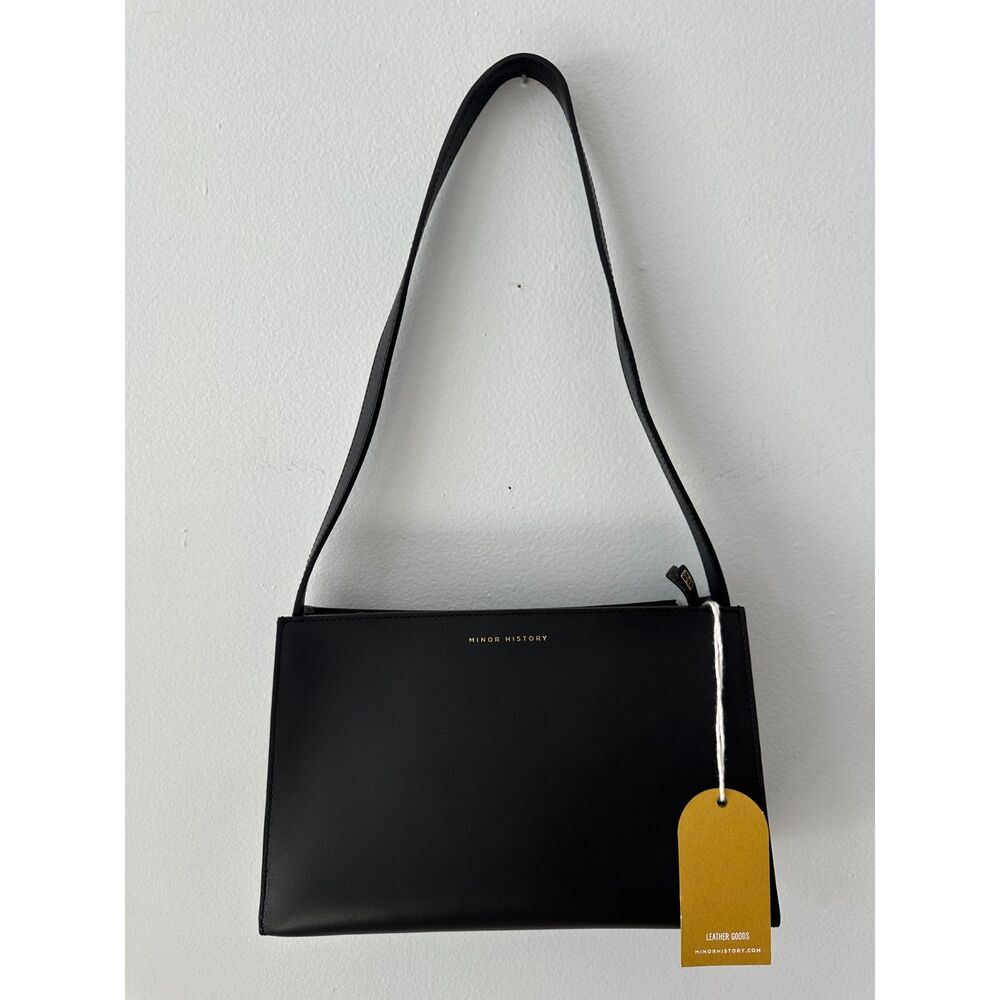 NWT Minor History The Line Shoulder Bag Black Leather Small Timeless Purse - Picture 2 of 11